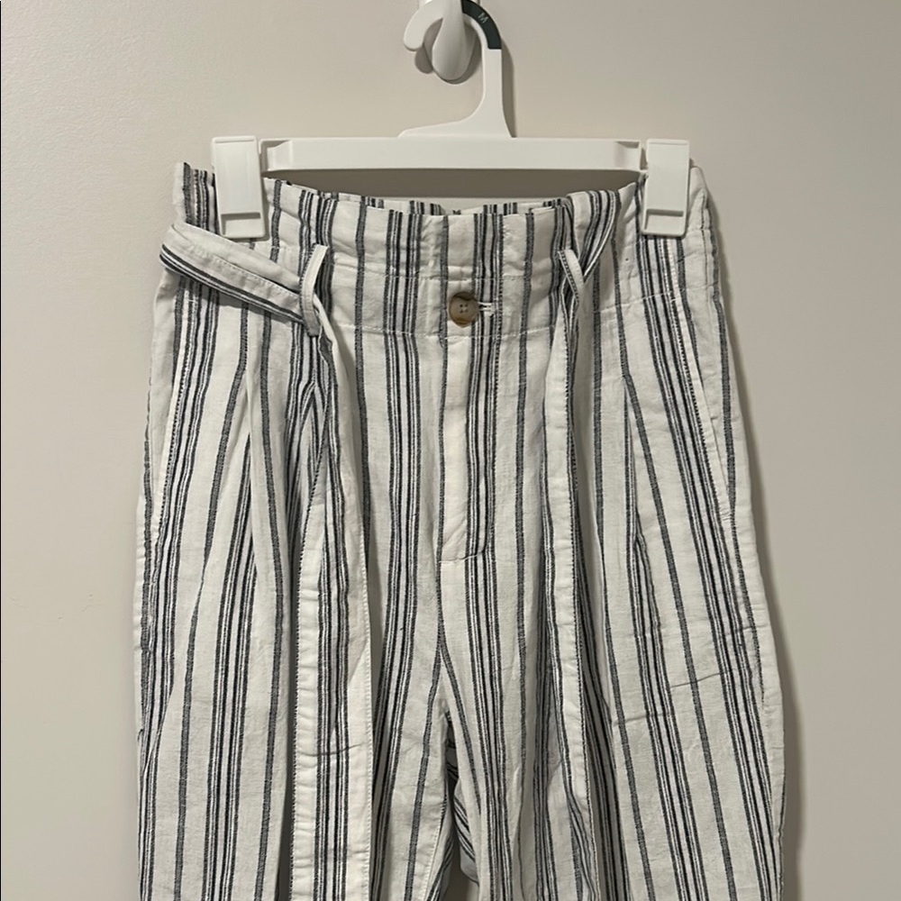 Madewell Linen Cotton Blend Paperbag Waist White Cropped Pants Size 0